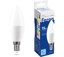 Лампа светодиодная FERON LB-980 свеча, E14, 15W, 175-265V, 6400K 52074