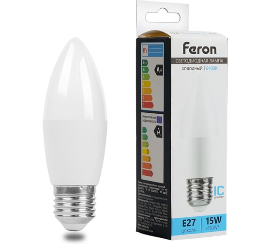 Лампа светодиодная FERON LB-980 свеча, E27, 15W, 175-265V, 6400K 52071 1