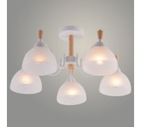 Люстра Росток XA1627/5 WH+WOOD белый+дерево 5х60W E27 d600 h270, HN25 988391256