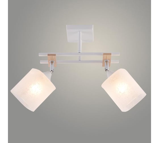 Люстра РОСТОК XA1642/2 WH+WOOD+CR белый/хром 2х60W E27 d510 h280, HN25 988391370 1
