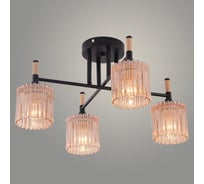 Люстра РОСТОК XA1689B/4 BK+WOOD черный 4х60W E27 d475 h255, HN25 988391412