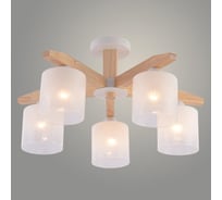 Люстра РОСТОК XA1690/5 WH+WOOD белый 5х60W E27 d580 h310, HN25 988391416