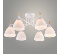 Люстра РОСТОК XA1689/6 WH+WOOD белый 6х60W E27 d615 h280, HN25 988391409