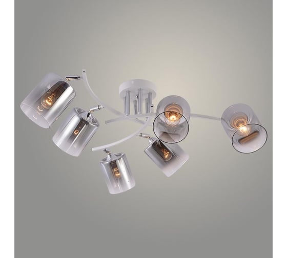 Люстра РОСТОК XA1682/6 WH+WOOD белый 6х60W E27 d850 h270, HN25 988391407 1