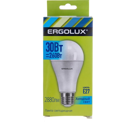 Светодиодная лампа Ergolux LED-A70-30W-E27-4K ЛОН, 30Вт, E27, 4500K 180-240В 14229