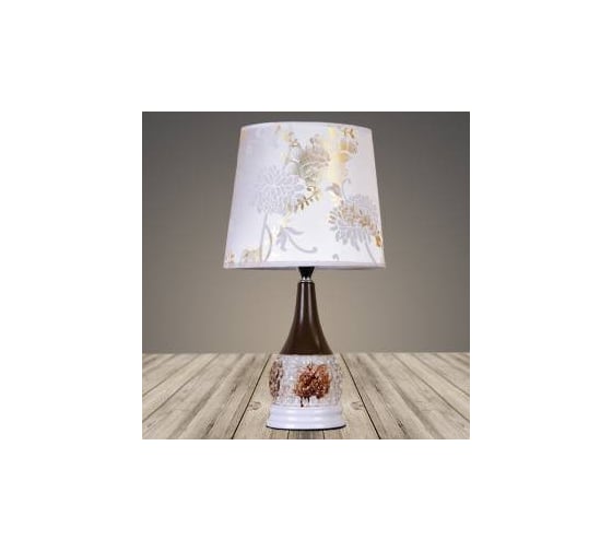 Настольная лампа Росток 17158 кофе/белый/белый абажур c LED подсветкой основания h460 1х40W E27, DIY22 988013737 1