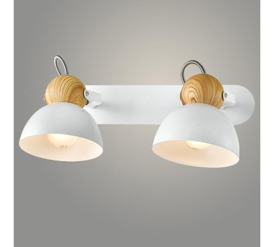 Спот Светиль 23390/2 WH+WOOD белый+дерево 2x40W E14 h135, 24 988386369 1