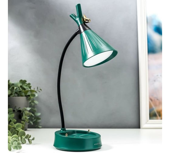 Настольная лампа RISALUX с диммером 162991GR LED 4Вт USB АКБ 3000-6000К зеленый 12,3х12,3х37 см 5448909