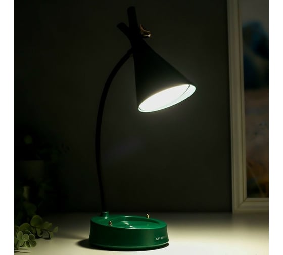 Настольная лампа RISALUX с диммером 162991GR LED 4Вт USB АКБ 3000-6000К зеленый 12,3х12,3х37 см 5448909