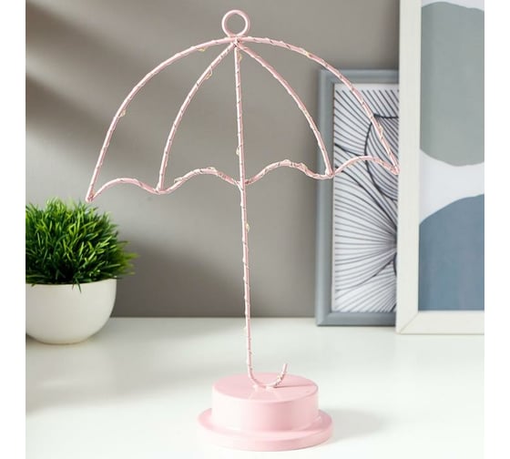 Ночник RISALUX "Зонтик" LED от батареек 3хАА розовый 10х22,5х31,5 см 5138440 1