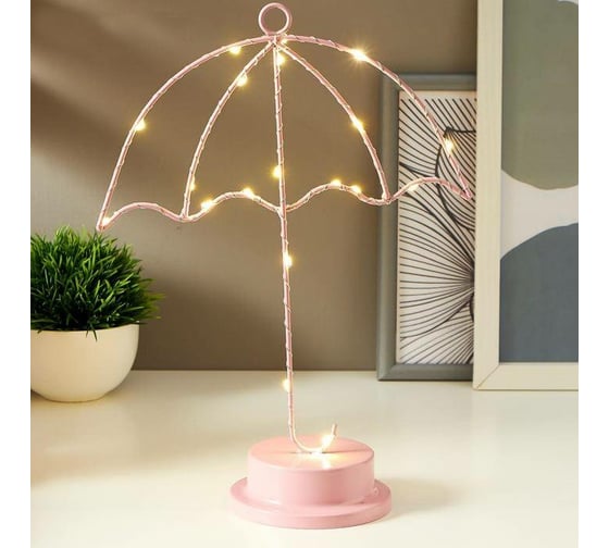 Ночник RISALUX "Зонтик" LED от батареек 3хАА розовый 10х22,5х31,5 см 5138440