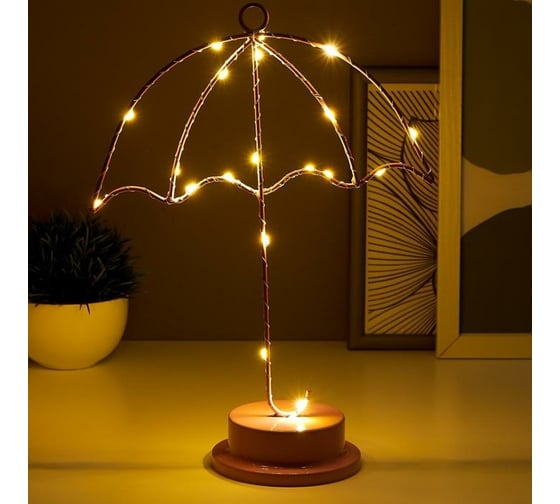 Ночник RISALUX "Зонтик" LED от батареек 3хАА розовый 10х22,5х31,5 см 5138440