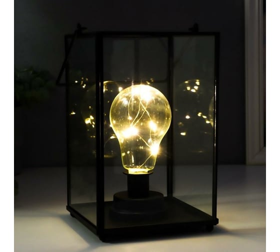 Ночник RISALUX "Лампа лофт" LED от батареек 3хААА черный 15,5х15,5х24 см 5500499