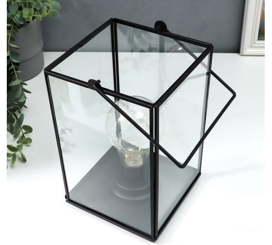 Ночник RISALUX "Лампа лофт" LED от батареек 3хААА черный 15,5х15,5х24 см 5500499