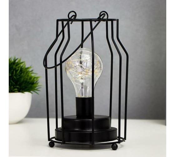 Ночник RISALUX "Кувшин лофт" LED от батареек 3ААА черный 11,7х11,7х20 см 5169124 1
