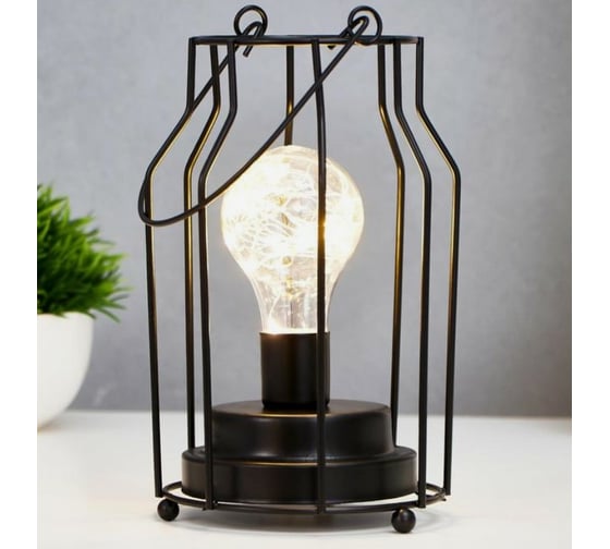 Ночник RISALUX "Кувшин лофт" LED от батареек 3ААА черный 11,7х11,7х20 см 5169124