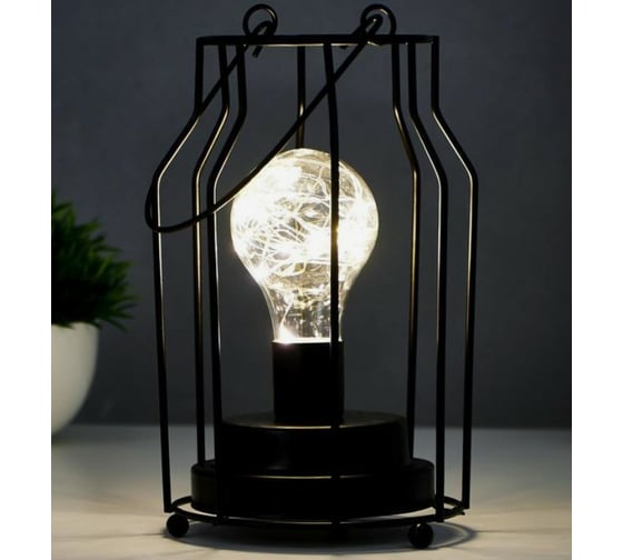 Ночник RISALUX "Кувшин лофт" LED от батареек 3ААА черный 11,7х11,7х20 см 5169124
