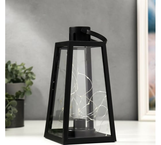 Ночник RISALUX "Мерцание" LED от батареек 3хААА черный 12,8х12,8х26 см 5383721 1