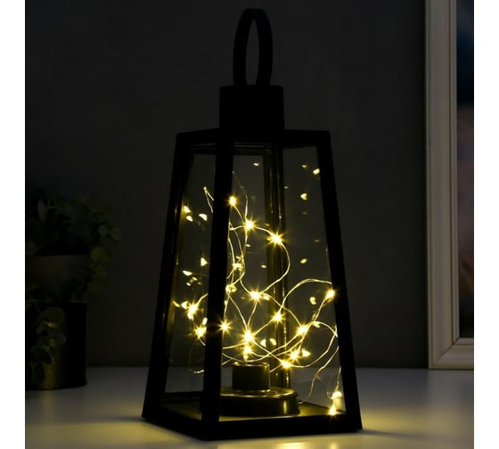 Ночник RISALUX "Мерцание" LED от батареек 3хААА черный 12,8х12,8х26 см 5383721