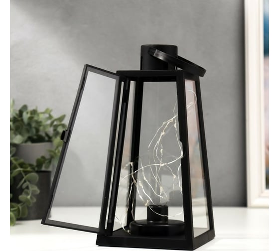 Ночник RISALUX "Мерцание" LED от батареек 3хААА черный 12,8х12,8х26 см 5383721
