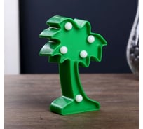 Ночник RISALUX "Пальма малая" 5 LED батарейки 3xAG13 зеленый 8х3х12 см. 4432805