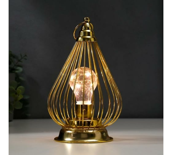Ночник RISALUX "Фонарь золотой" LED от батареек 3ААА золото 13х13х23,5 см 5169116
