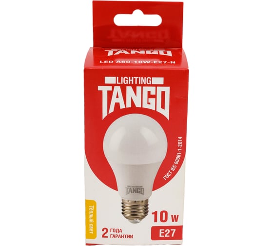 Лампа TANGO 10W E27 A60 3000K 220V LED А60-10W-E27-N ЛОН 1196833