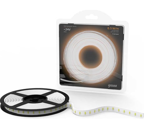 Лента Gauss LED 2835/120-SMD 6.5W 24V DC теплый белый IP65 311000165