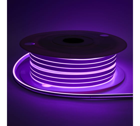 Светодиодная лента Alvar NEON 220В 9Вт фиолетовая, 6х12мм, IP65, шаг резки - 10см 50м AL-N220V_50