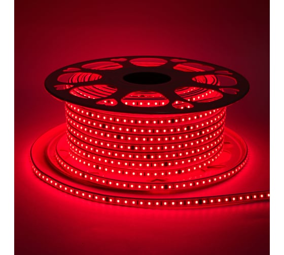 Светодиодная лента Alvar 220В 9.6Вт красная, 9х5,5мм, IP65, шаг резки - 10см 50м AL-22096R_50