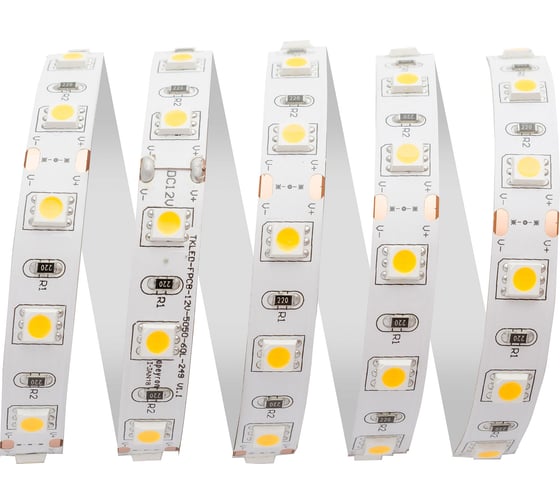 Светодиодная лента Apeyron 12В, 14,4Вт/м, smd5050, 60д/м, IP20, 700Лм/м, подложка, 10мм, 30м, теплый белый 00-537