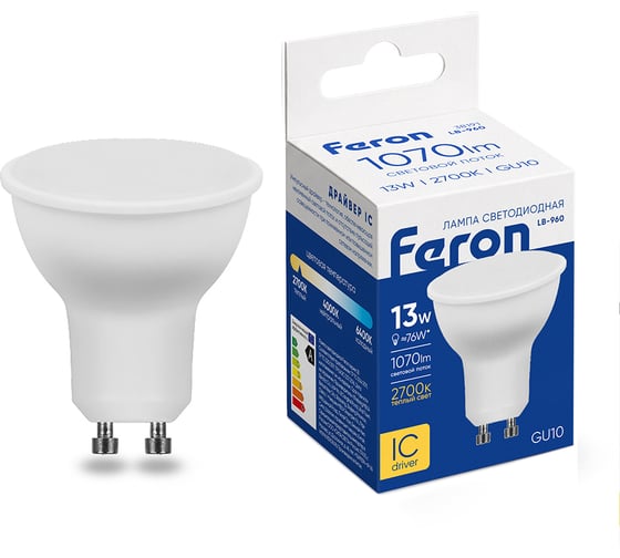Светодиодная лампа FERON LB-960 MR16 GU10 13W 2700K 38191