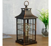 Ночник RISALUX "Фонарь лофт " LED черный с медной патиной 13х13х31 см 4543481