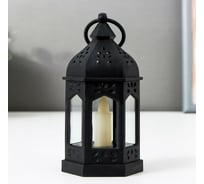 Ночник RISALUX "Фонарь со свечей" LED от батареек 3хLR44 черный 6,3х5,5х11,5 см 5383696