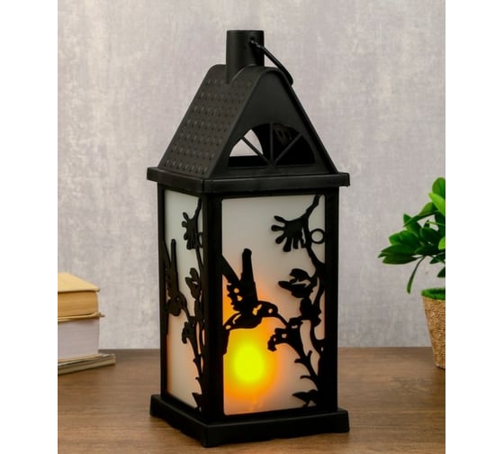 Ночник RISALUX с эффектом огня "Колибри" 21хLED черный 13,5х13,5х38 см. 4304050