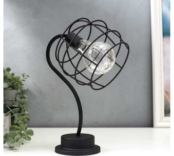 Ночник RISALUX лофт 16458/1BK LED от батареек 3хАА черный 12х10х30 см 5486689 1