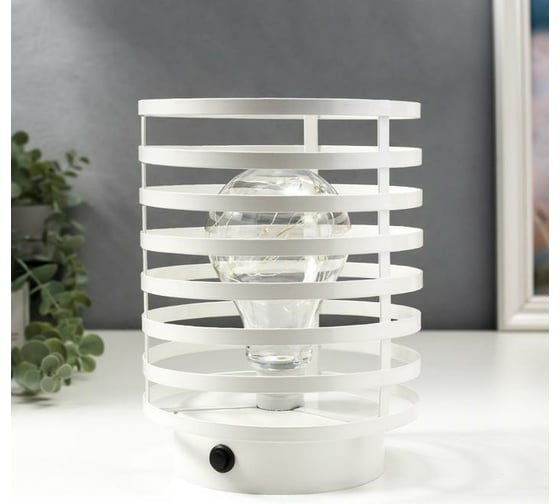 Ночник RISALUX лофт 16453/1WT LED от батареек 3хАА белый 15,5х15,5х20 см 5486684 1