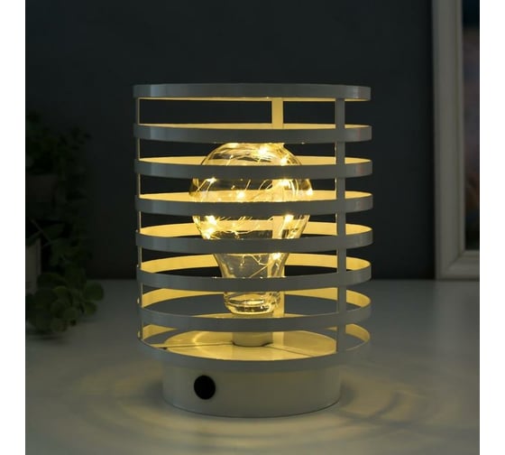 Ночник RISALUX лофт 16453/1WT LED от батареек 3хАА белый 15,5х15,5х20 см 5486684