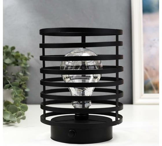 Ночник RISALUX лофт 16453/1BK LED от батареек 3хАА черный 15,5х15,5х20 см 5486683