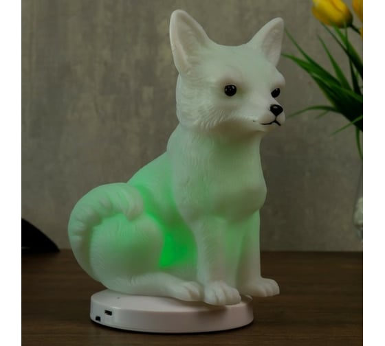 Ночник RISALUX c USB "Лиса" LED RGB батарейки 3AAA белый 12,5x11x19,5 см 4761888