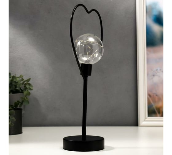 Ночник RISALUX настольный "Сердце" LED от батареек 3хААА черный 11х16,5х36,4 см 5414046