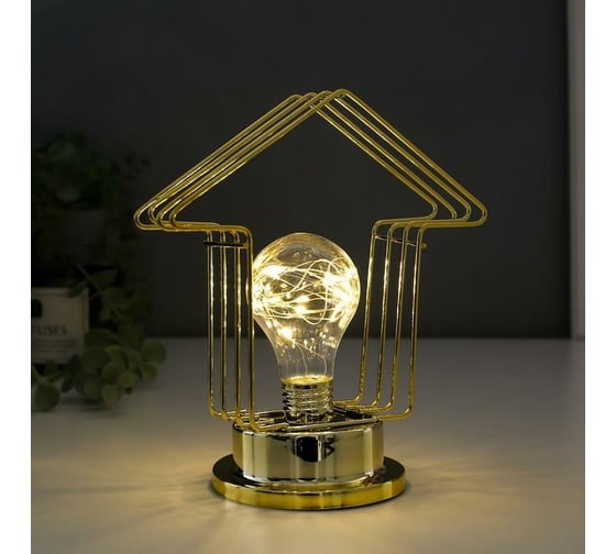Ночник RISALUX лофт 16459/1 LED от батареек 3хАА золото 10х10х20 см 5486690