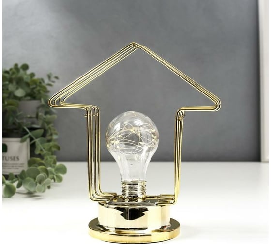 Ночник RISALUX лофт 16459/1 LED от батареек 3хАА золото 10х10х20 см 5486690