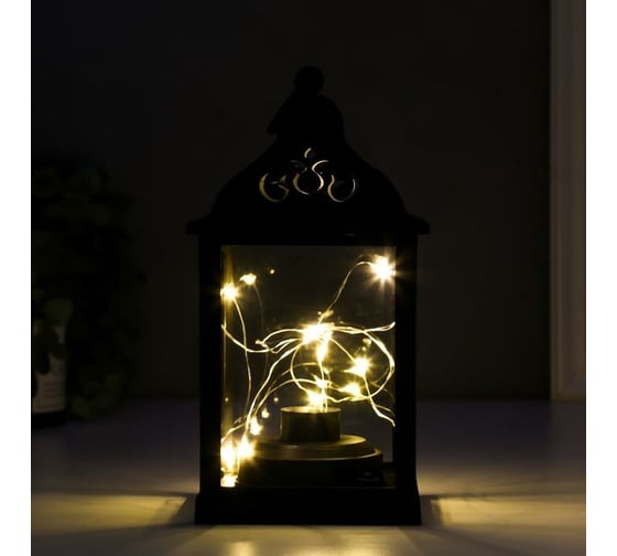 Ночник RISALUX "Фонарь" LED от батареек 3хААА черный 11х11х21 см 5247465