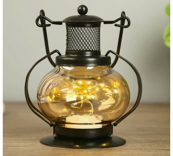 Ночник RISALUX настольный "Фонарь" LED черный 11,5х11,5х20 см. 4327299