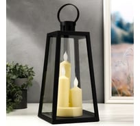 Ночник RISALUX 3 свечи LED от батареек 3хААА черный 16х16х32 см 5383724