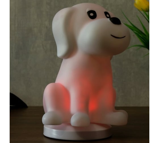 Ночник RISALUX c USB Собачка LED RGB батарейки 3AAA белый 13x15x20 см 4761885