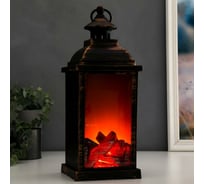 Ночник RISALUX Камин LED от батареек 3хААА черный с золотой патиной 13х13х34 см 5383725
