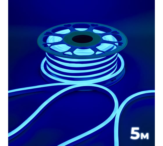 Светодиодная неоновая лента гибкая Baulamp 5м 220В 7Вт/м синий свет IP67 53056