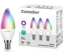 Набор ламп CAMELION Camelion Smart Home LSH7/C35/RGBСW/Е14/WIFI ( 7Вт Е14 RGB+DIM+CW 220В WiFi 3 шт.) 15847
